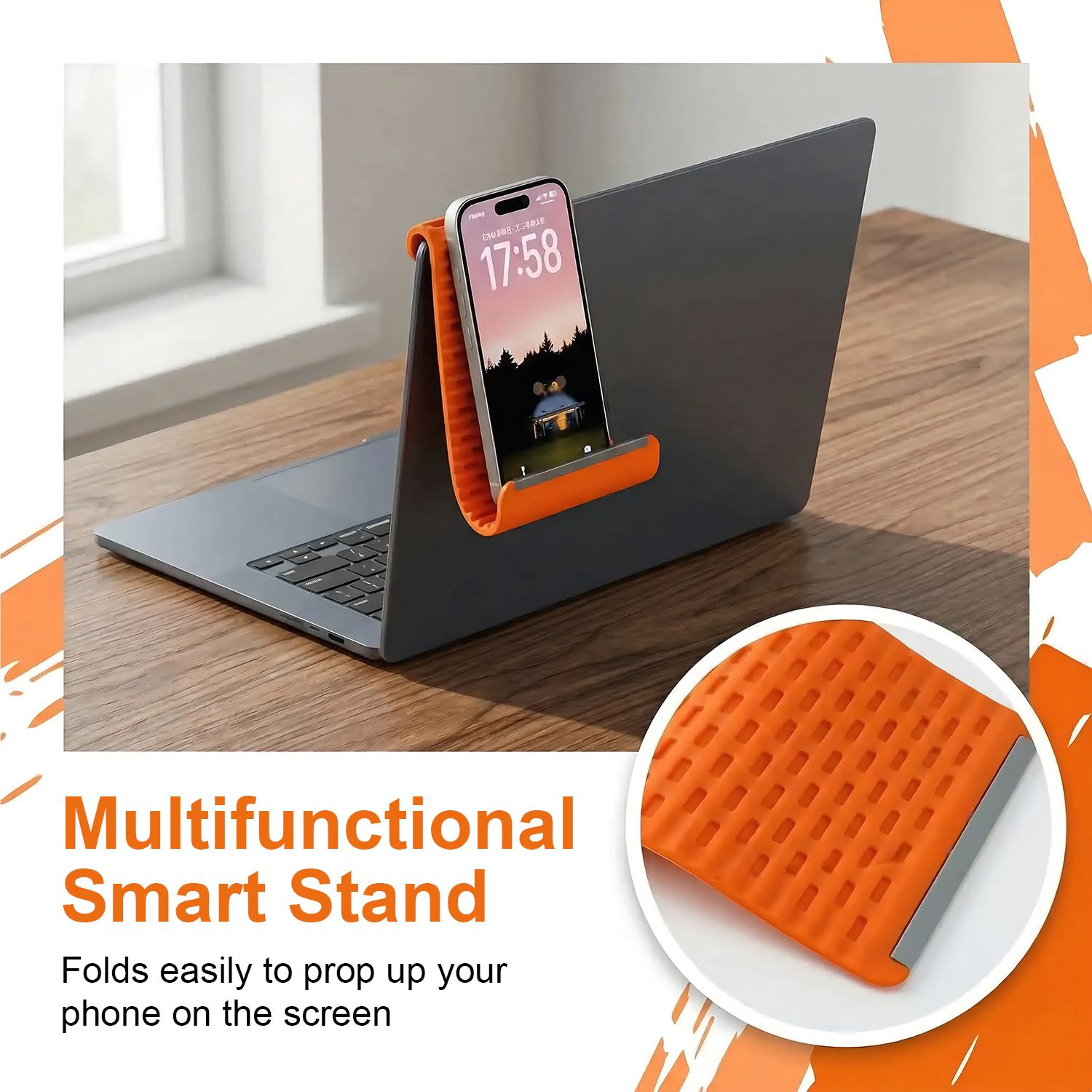 Flexible Silicone Aluminum Phone holder stand,Bendable Rollable Foldable Design,Universal Adjustable Anti-Slip Desktop Mount for Phone Tablet Laptop, Portable Ergonomic Holder for Home Office Travel