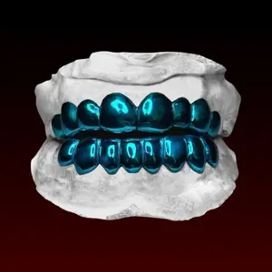 GBT Deep Cut Blue Color Finished Polished Custom Solid Grillz