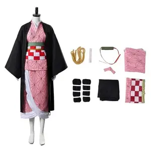 Anime Kamado Nezuko Cosplay Costume Demon Killer Kimetsu No Yaiba Costumes Kimono Haori Wig Clogs Suit For Adult Children Hallow