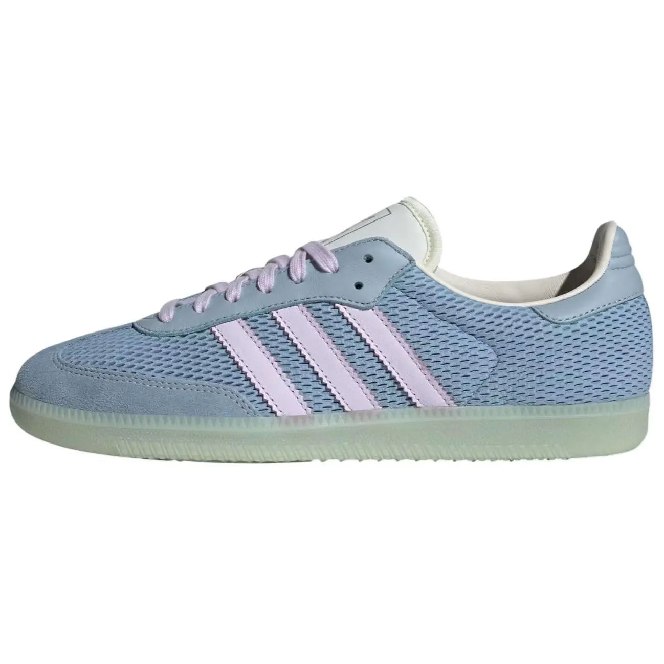 adidas Samba OG 'Tactile Blue Ice Lavender', Women, Shoe, Streetwear, Gum, Round Toe, Casual, Leather, Classic, Runs Small, Leather Upper, Lace-Up