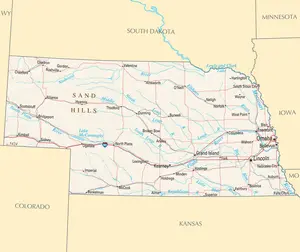 Map of Nebraska NE - Reference Map - Peel and Stick Wall Decal