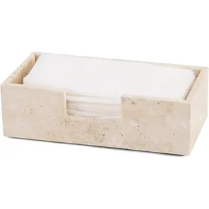 Marble Tissue Box Holder 10x5 Inch  Travertine Decorative Tissues Paper Boxes for Bathroom Counter Organizer, Rectangle Napkin Holders for Office Desk Decor