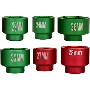 Oil Filter Socket Set, Oil filter Removal Tool. 6 pieces 3/8" Drive, metric size 36mm 32mm 29mm 28mm 27mm 24mm Socket Fuel Filter/Oil Filter Wrench Set