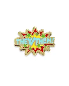 They / Them Comic Book Pronoun Pin