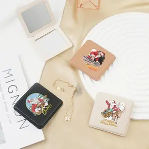 Santa Claus Pattern Makeup Mirror, 1 Count Portable Foldable Makeup Mirror, Mini Handheld Mirror, Suitable for All Occasions, Perfect for Gifts