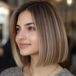 New Wholesale Hot Women's Natural Look Bob Wig - 13x4 Lace Front Closure, Pre Plucked Hairline & No Bulk, 150% Density Brazilian Remy Human Hair, Honey Blonde Highlights (4/27), for Everyday, Parties, Music Festivals, Carnaval - Suitfor All Light Beige To
