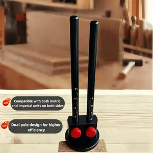Double headed wheel marking gauge, made of red aluminum alloy and stainless steel, with dual laser graduations in English and millimeters, durable woodworking marking tool - high precision and rust proof