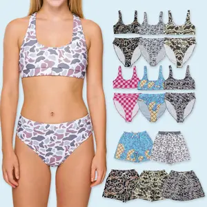 Camo print kids boy family summer swim trunks family swimwear two pieces bikini set soft breathable swimsuit