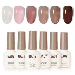 GAOY Rose Brown Jelly Gel Nail Polish of 6 Milky Brown Pink Whiter Colors Sheer Gel Polish Kit for Salon Manicure and Blooming Nail Art DIY at Home