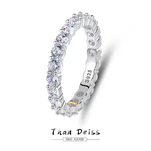 S925 Sterling Silver Moissanite Rings for Women – Stackable High Carbon Full Diamond Band, Minimalist Premium Eternity Rings