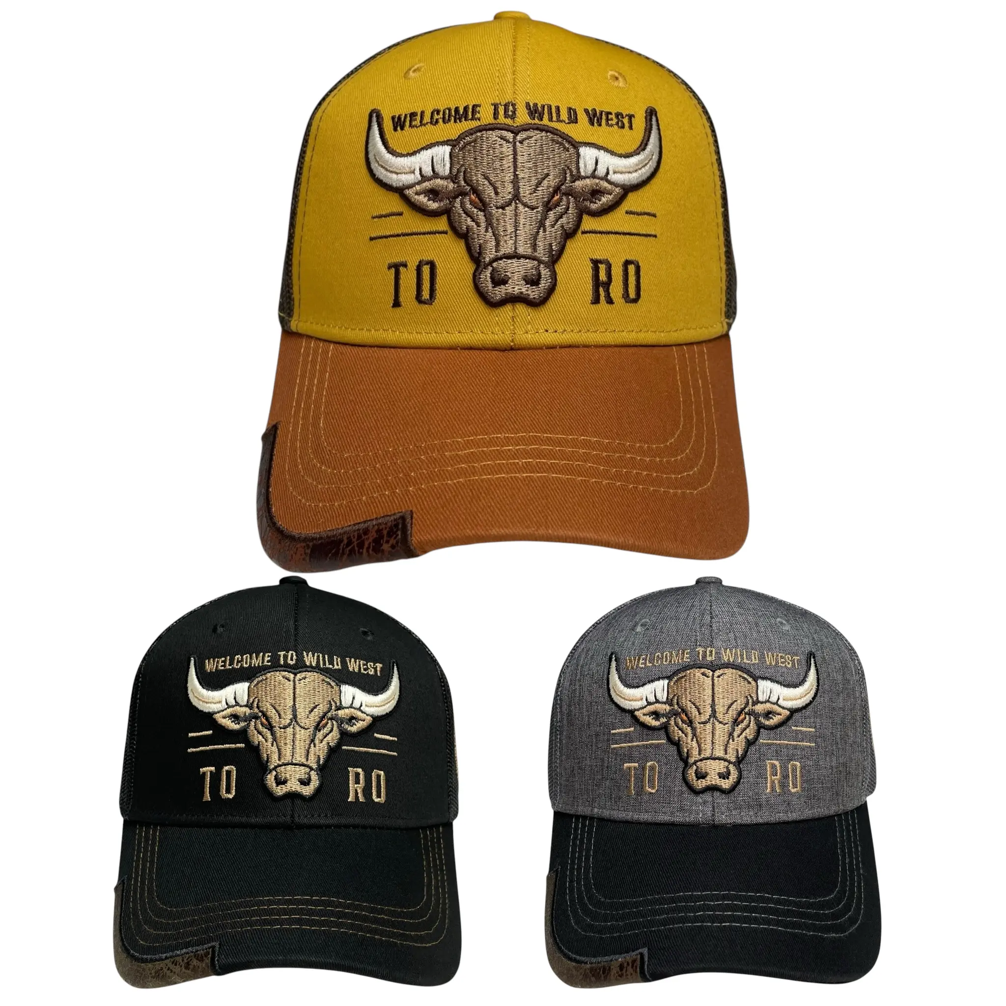 Mexico Toro Bull Embroidered Snapback Hat, Western Rodeo Style Cowboy Hat