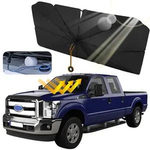 Car Windshield Sun Shade Umbrella 55'' x 29'', Foldable Front Window Sunshade for SUV & Tesla Models, Heat & UV Protection Interior Cover