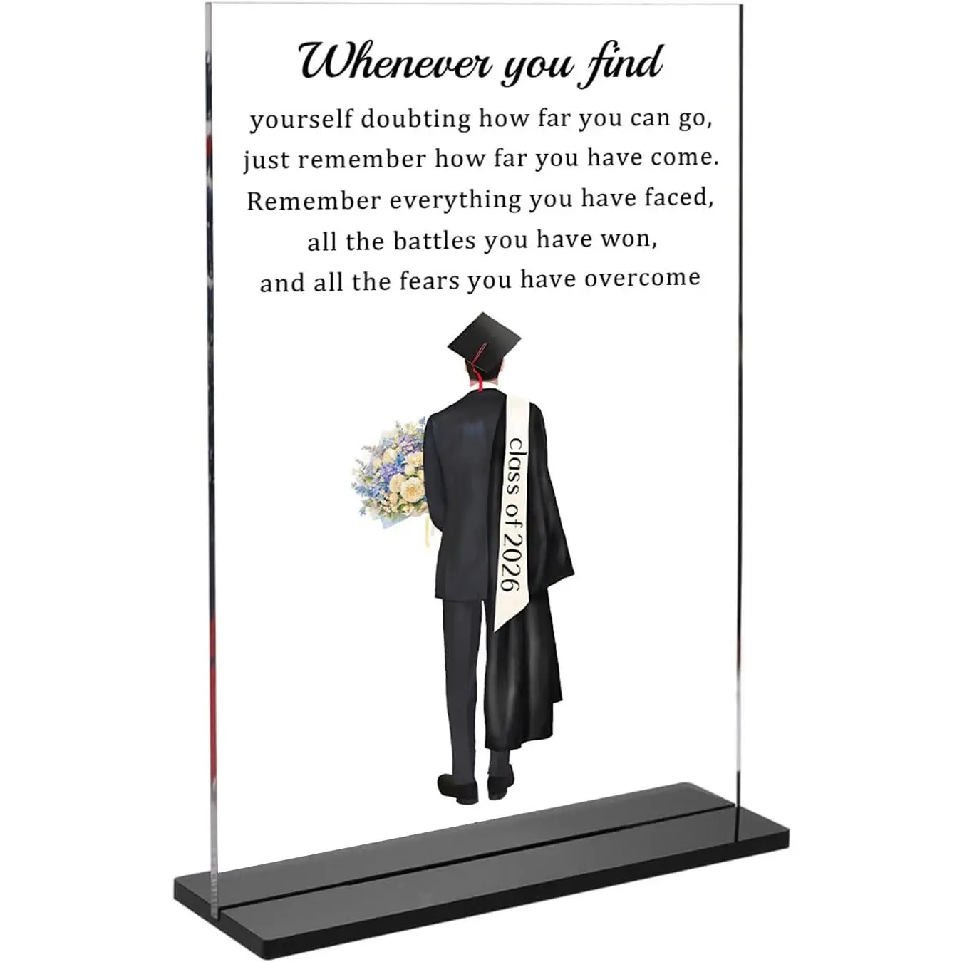 Inspirational Class of 2026 Graduation Gifts for Him,University College High School Graduates Desk Sign Decorations Gift,Senior 2026 Graduation Gifts for Boys Son Men(5.8 * 8.3 inch)