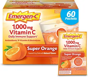 Emergen-C 1000Mg Vitamin C Immune Support Powder Raspberry 30CT with Zinc Manganese 7 B Vitamins & Electrolytes for Optimum Wellness & Natural Fruit Flavor Drink Mix