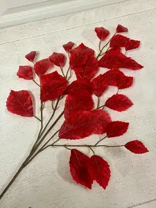 28 Inch Burgundy Rose Leaf Spray