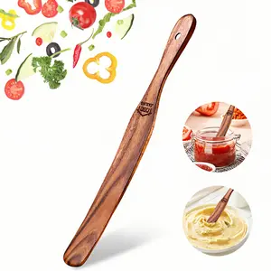 Handmade Skinny Spurtle - Slim Non-Stick Spatula with Ergonomic Grip, Natural Wood Kitchen Utensil for Baking, Mixing, Reaching Deep Jars - Ideal for Sourdough, Dough, Jam, Pickle - Perfect Gift for Bakers & Home Cooks, Baking Accessory,