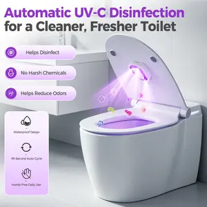 Aogeshi UV-C Toilet Lid Sanitizer, Hands-Free 99-Second Auto Cycle, Helps Sanitize & Reduce Odors, No Harsh Chemicals, 180° Coverage, 2000mAh Rechargeable Battery, USB-C Fast Charging