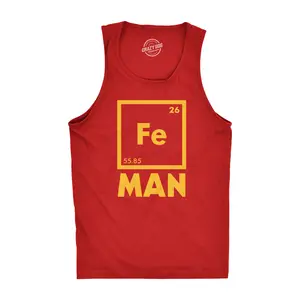 Mens Fitness Tank Iron Science Tanktop Cool Novelty Funny Nerdy Graphic Print T Shirt Funny Workout Shirt for Men with Plus Sizes Science Tank Top for Men Funny Movie Sleeveless Tee Novelty Tank Tops for Guys Red