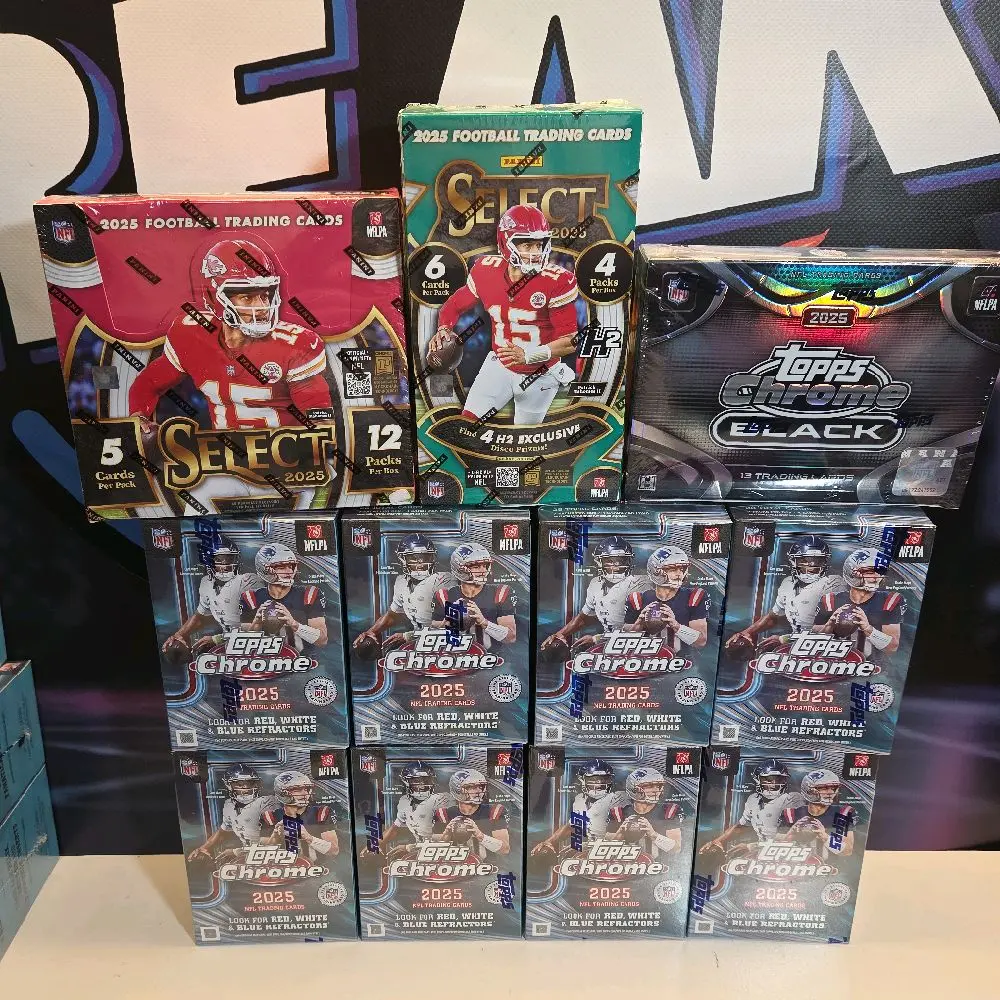 Break#536 (1) 2025 panini select hobby box, 1 select h2 hobby disco, 1 topps chrome black hobby, 8 topps chrome blasters
