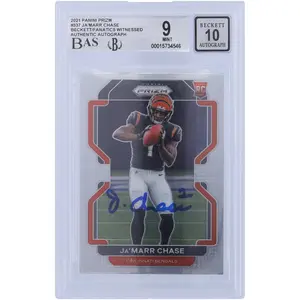 Ja'Marr Chase Cincinnati Bengals Autographed 2021 Panini Prizm #337 Beckett Fanatics Witnessed Authenticated 9/10 Rookie Card - Fanatics Authentic Certified