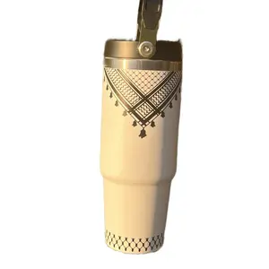 Keffiyeh Tumbler Travel Cup/with Handle Stainless Steel Travel Mug 30 oz
