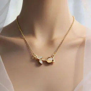 Vintage-inspired gold tulip necklace! Opalescent pendant with cz leaf, dainty clavicle chain, everyday jewelry, perfect Mother's Day gift for her