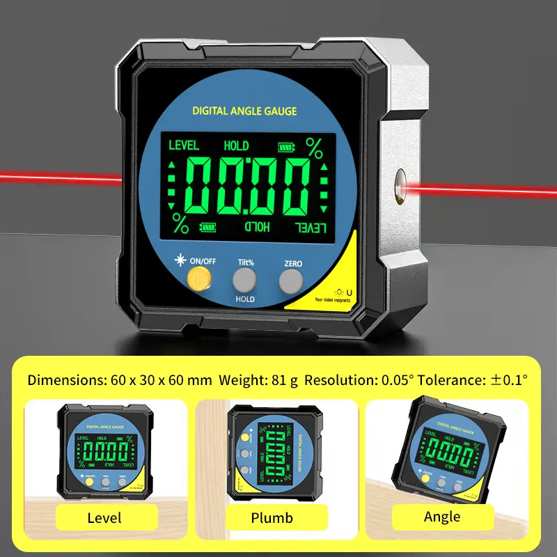 DELIXI Digital Magnetic Angle Finder with Dual Laser, 360