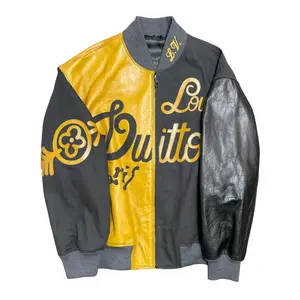 Louis Vuitton Mix Canvas Leather Bomber Jacket Gold Black