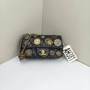 Pre-owned CHANEL Calfskin Shoulder Bags Medallion Flap Extra Mini Black CPU0622