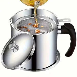 Stainless Steel Oil Pot with Built-in Filter Options for Kitchen and Restaurant Use