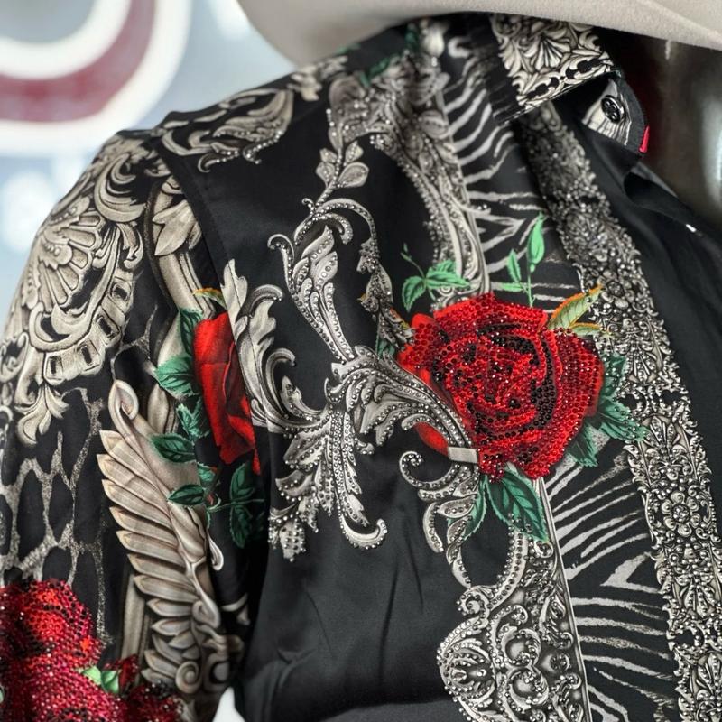 BARABAS Belica Rose Luxury Western Dress Shirt for Women - Snack