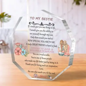 Letter Pattern Acrylic Plaque, 1 Count Desktop Ornament, Friendship Gift for Women, Birthday Gift for Friend, Home Decor for Living Room Bedroom