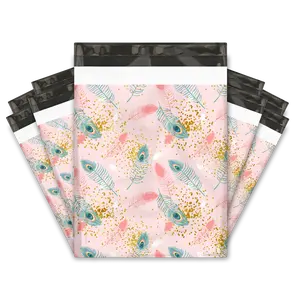 10x13 Oxo Biodegradable Pink Peacock Poly Mailers – Shipping Bags for Small Business