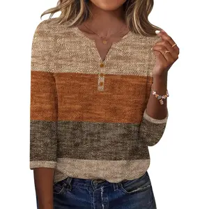 3/4 Length Sleeve Womens Tops Casual Dressy Summer Blouses Business Work Spring Tee ShirtsGift