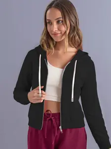 Short Hooded Jacket for Women, Spring Retro Vintage American Style, Solid, Fitted Cut for Body Proportion, Casual Streetwear for Music Festivals & Skateboarding