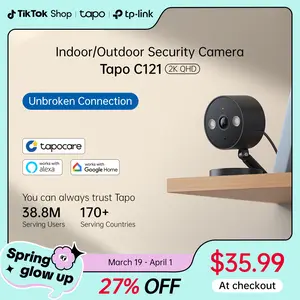 TP-Link & Tapo C121 2K QHD Indoor/Outdoor Wi-Fi Home Security Camera |  Color Night Vision | Free AI Detection | IP66 | Magnetic Mount | Dual Spotlights