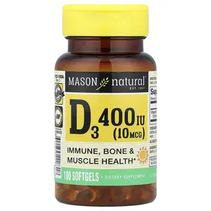 Mason Natural Vitamin D3, 10 mcg (400 IU), 100 Softgels