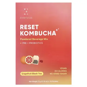 Everydaze Reset Kombucha, Powdered Beverage Mix, Grapefruit Black Tea, 10 Packets, 0.18 oz (5 g) Each
