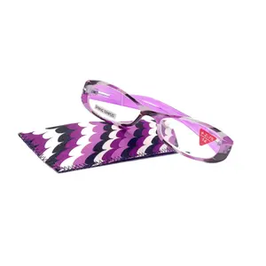 Dashing Stripes, (Premium) Reading Glasses High End Reader +1.25..+3.25 Magnifying, Rectangular (Purple) Optical Frame. NY Fifth Avenue Crystal Clear
