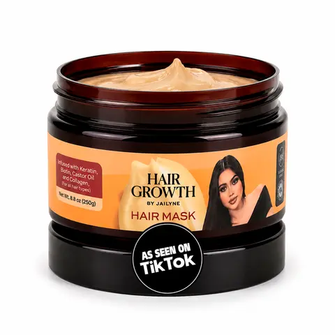 Hair Growth by Jailyne Mask - Beer & Vegan Keratin Revitalizing Hair Mask with Natural Ingredients for Growth, Strength & Hydration - 16 oz (480 ml)