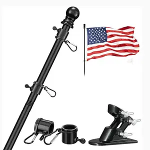 Flagpole Kit, 5ft Stainless Steel, Durable, Anti-Tangle Rotatable, Ideal for Porch, Garage, Wall-Mounted Outdoor Use，Suitable for flags of various sizes, Height