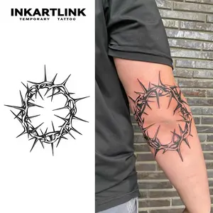 INKARTLINK Tattoo Tech, 2 Sheets Semi-Permanent Temporary Tattoos,Stab Design, Adult Art Design,Lasts 1-2 Weeks, Waterproof, Realistic Look, No Adhesive, No Reflection,For Man And Woman,Ideal for Swimming, Party