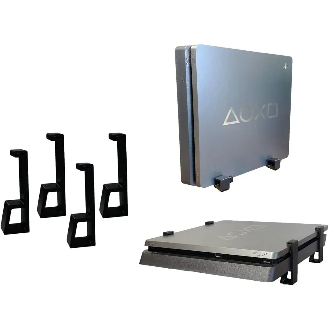Horizontal Vertical Stand for PS4   4 Stand Cooling Station  for PS4 Console Slim -  Design for Secure Fit (PS4 Slim - Black)