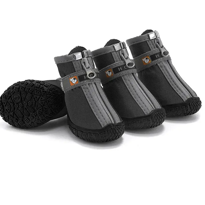Dog Paw Protector Shoes (4 Pcs Set) - Thick Plush Warm, Anti-Slip Rubber Soles, Plastic-Infused, Breathable, Durable, Lightweight, Easy to Wear, Indoor-Outdoor Booties, Pavement Protection, Paw Damage Prevention, House Cleanliness (Refer to Size Chart)