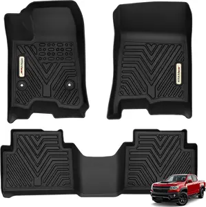 YINTATECH 3D Floor Mats All Weather Anti-Slip Liner for 2023-2025 Chevrolet Chevy Colorado/GMC Canyon Crew Cab Black Comfort Fit Easy Install