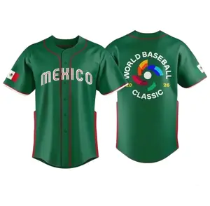 2026 Mexico Style Green Baseball Jersey, WBC26 Mexico Jersey, Mexico Shirt, Mexican Shirt for Fan, All Over Print Baseball Jersey
