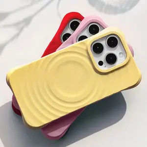 Fin Magnetic Silicone Ripple Engraved Letters Phone Case Cover for IPhone 13 14 15 16 Pro Max Case for IPhone 16 Pro Max