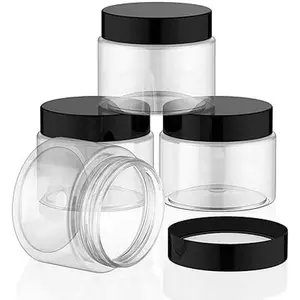 4 Pieces Round Wide-mouth Leak Proof Plastic Container Jars with Lids for Travel Storage Makeup Beauty Products Face Creams Bottles Set Organiser Tin Canister