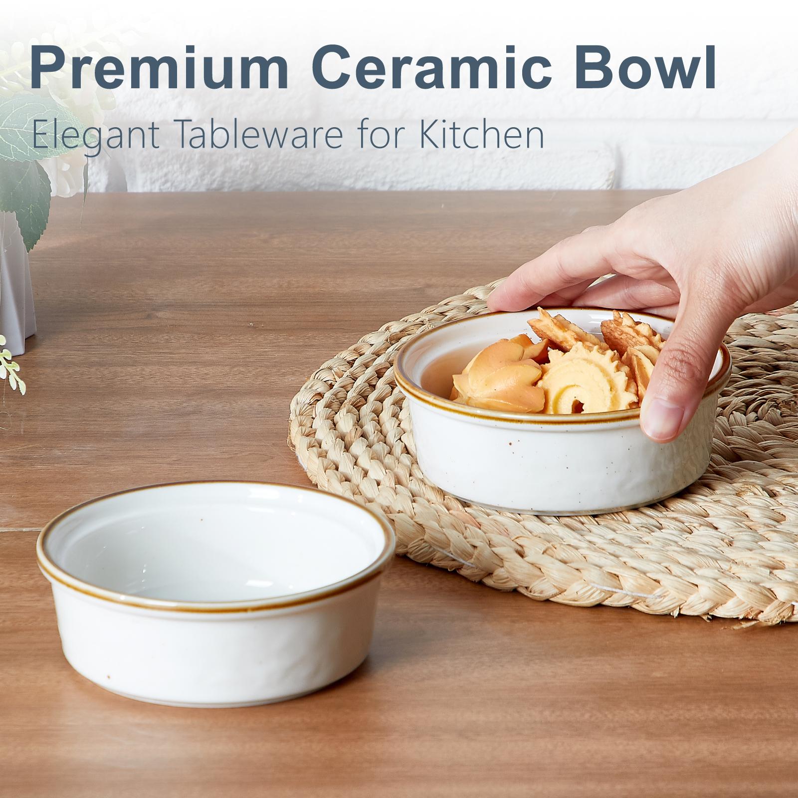 4.5" 6.8 Oz White Ceramic Ramekins With Gold Trim, Set Of 6 Oven Safe Shallow Souffle BowlsFor Desserts, Dips & Creme Brulee, Oven Safe Souffle Dishes For Creme Brulee Souffle PuddingLava Cake Stoneware Custard Cups For Baking Ceramic Sauce Bowls