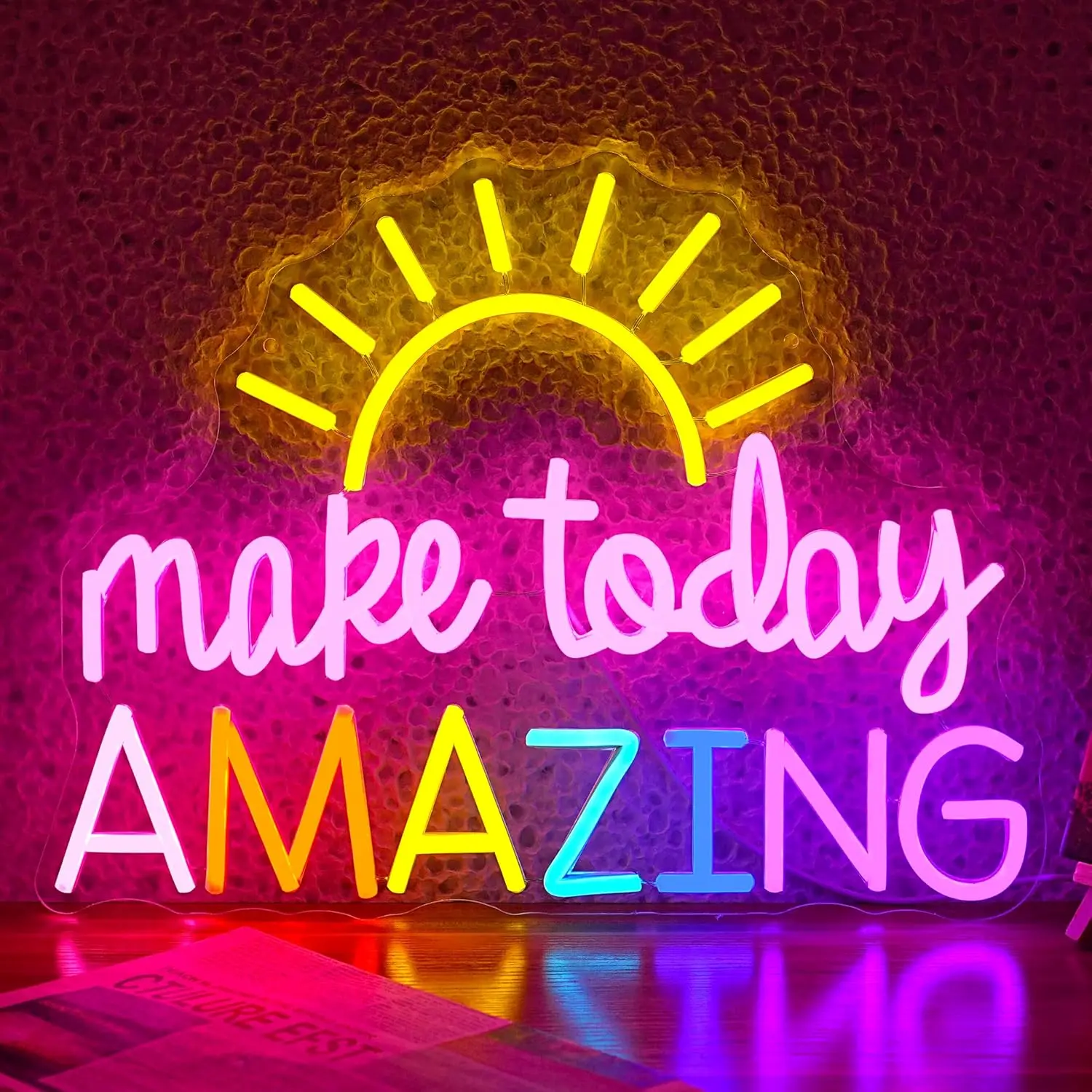 Today's stunning neon sign, yellow sunrise neon sign, inspirational letter neon sign, bohemian wall art LED sign, party, birthday, coffee shop, wedding, gym
